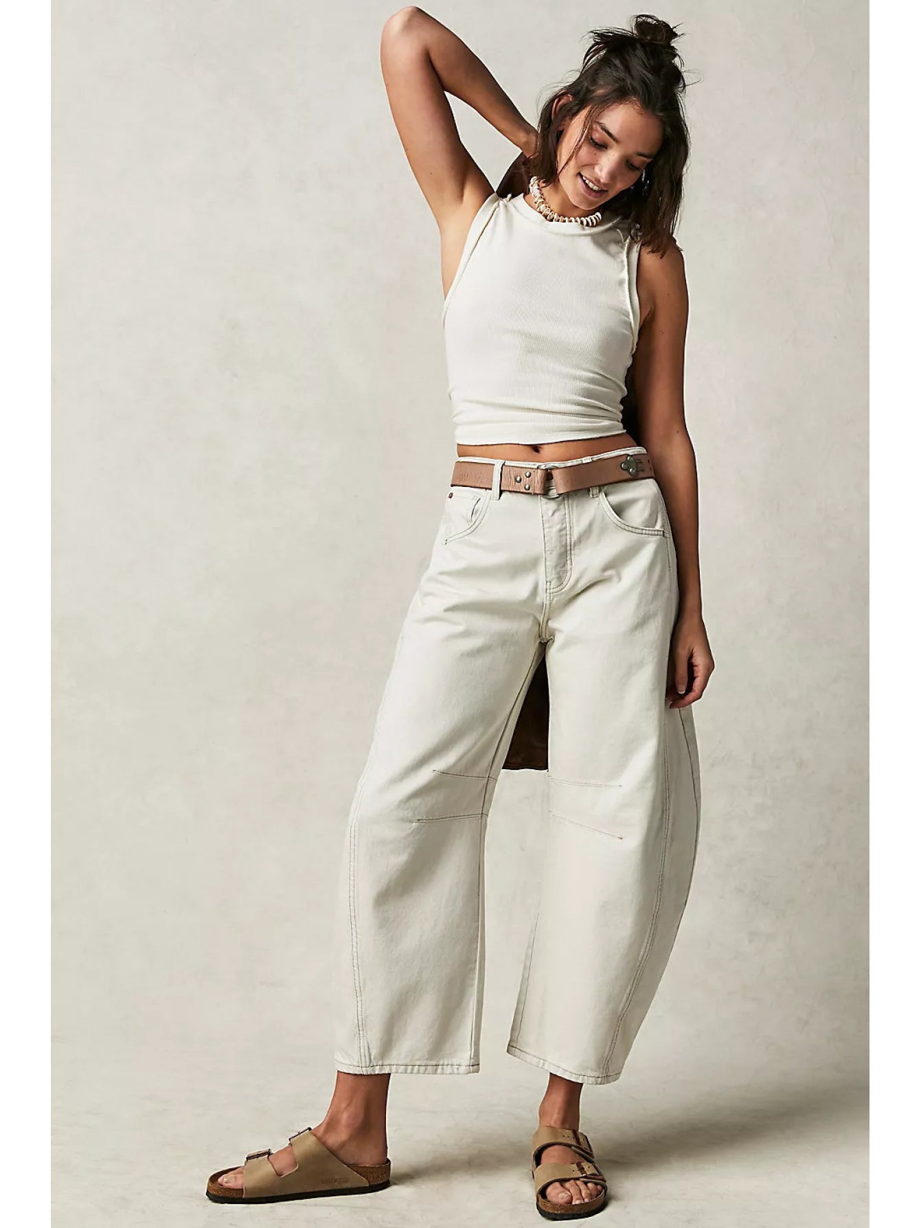 Women's Mid-Low Waist Loose Wide-Leg Jeans - Vintage Washed Denim Pants with Belt Loops & Pockets, All-Season Casual Trousers, Machine Washable