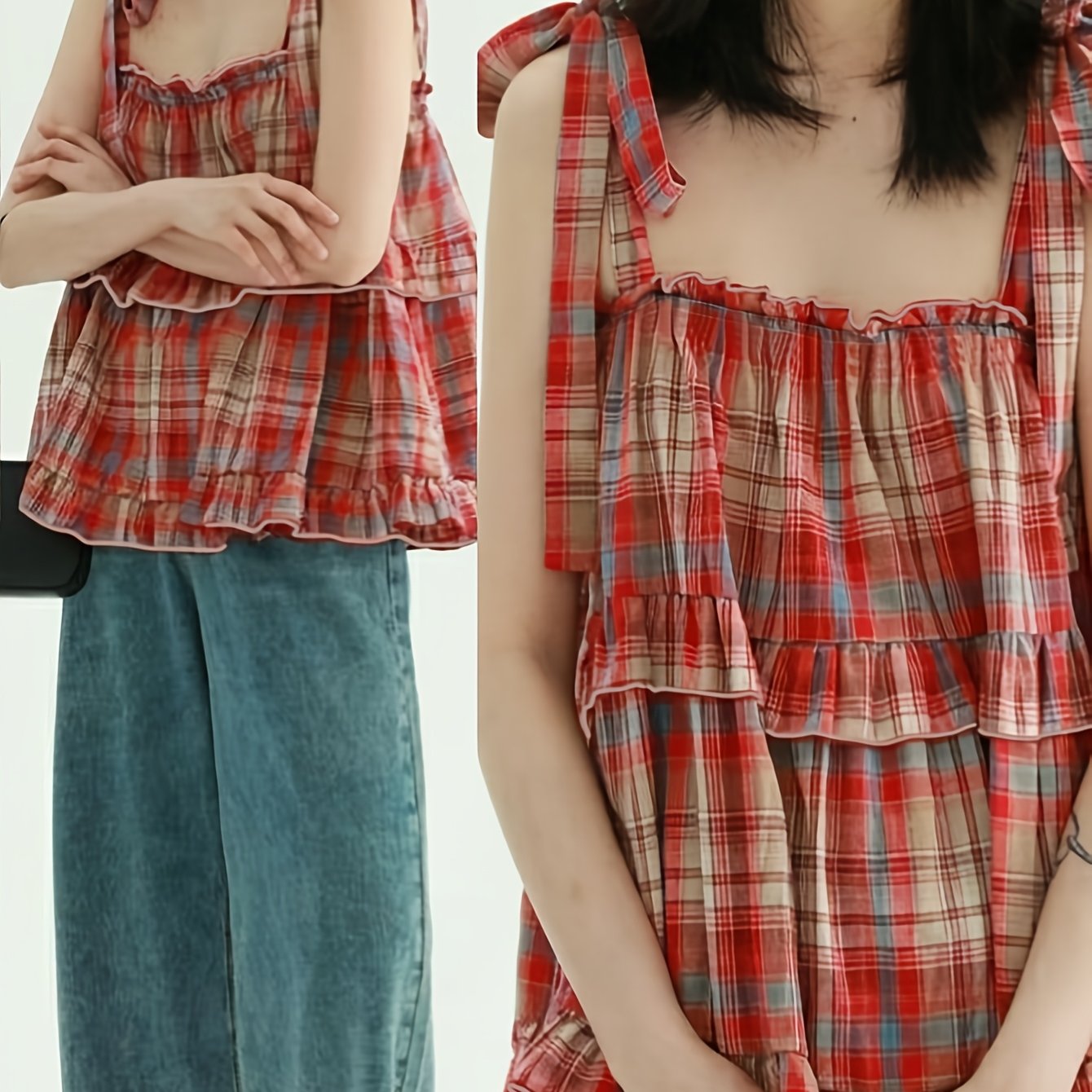 A Comfortable Checkered Top for The Spring And Summer Vibe.