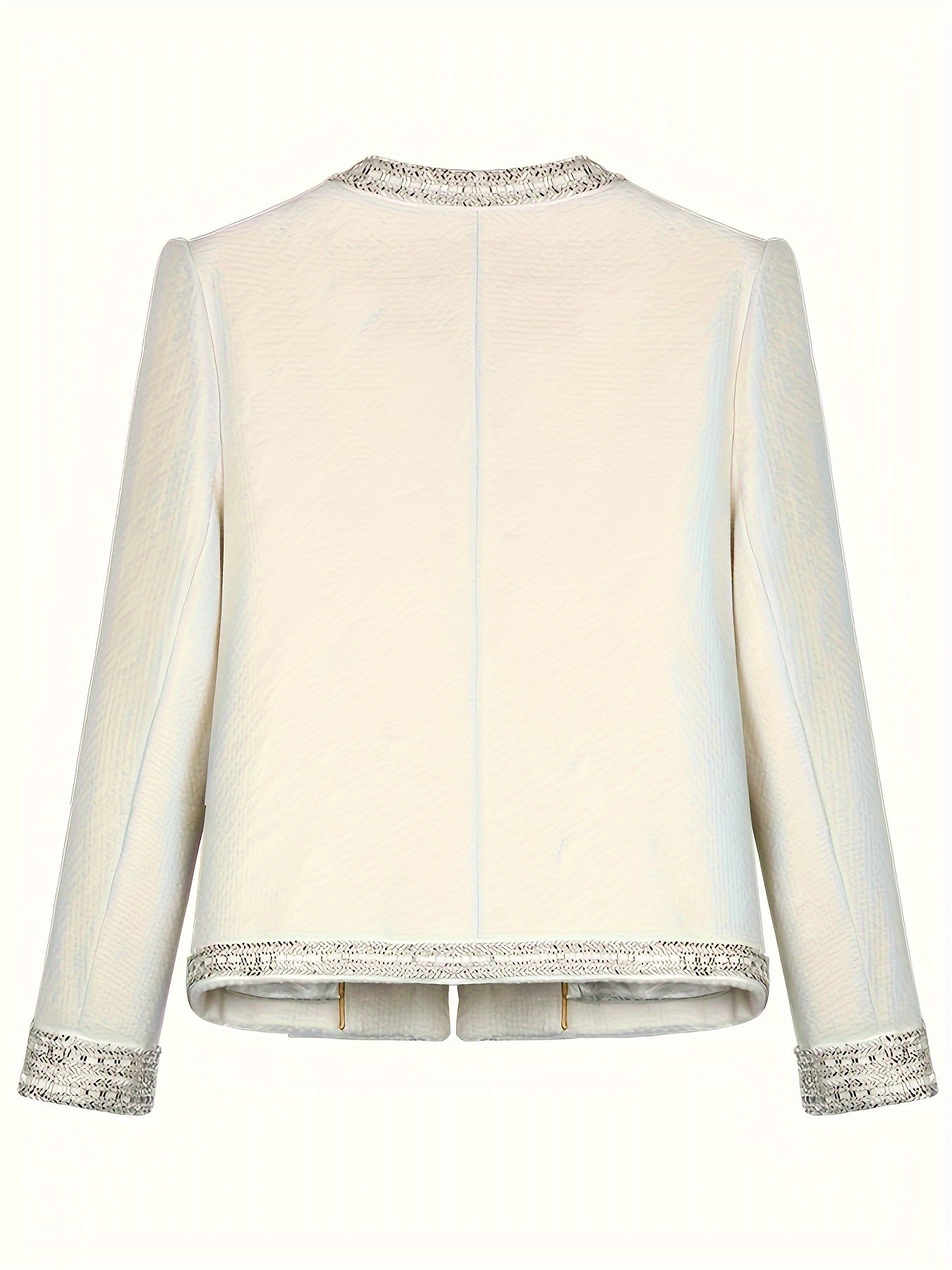 Elegant French-Inspired Long Sleeve Cardigan for Women - Beaded, Double-Breasted, Round Neck, Cream Wool Blend, Perfect for Fall & Winter, Versatile Fashion|Vintage Style|Spandex Blend
