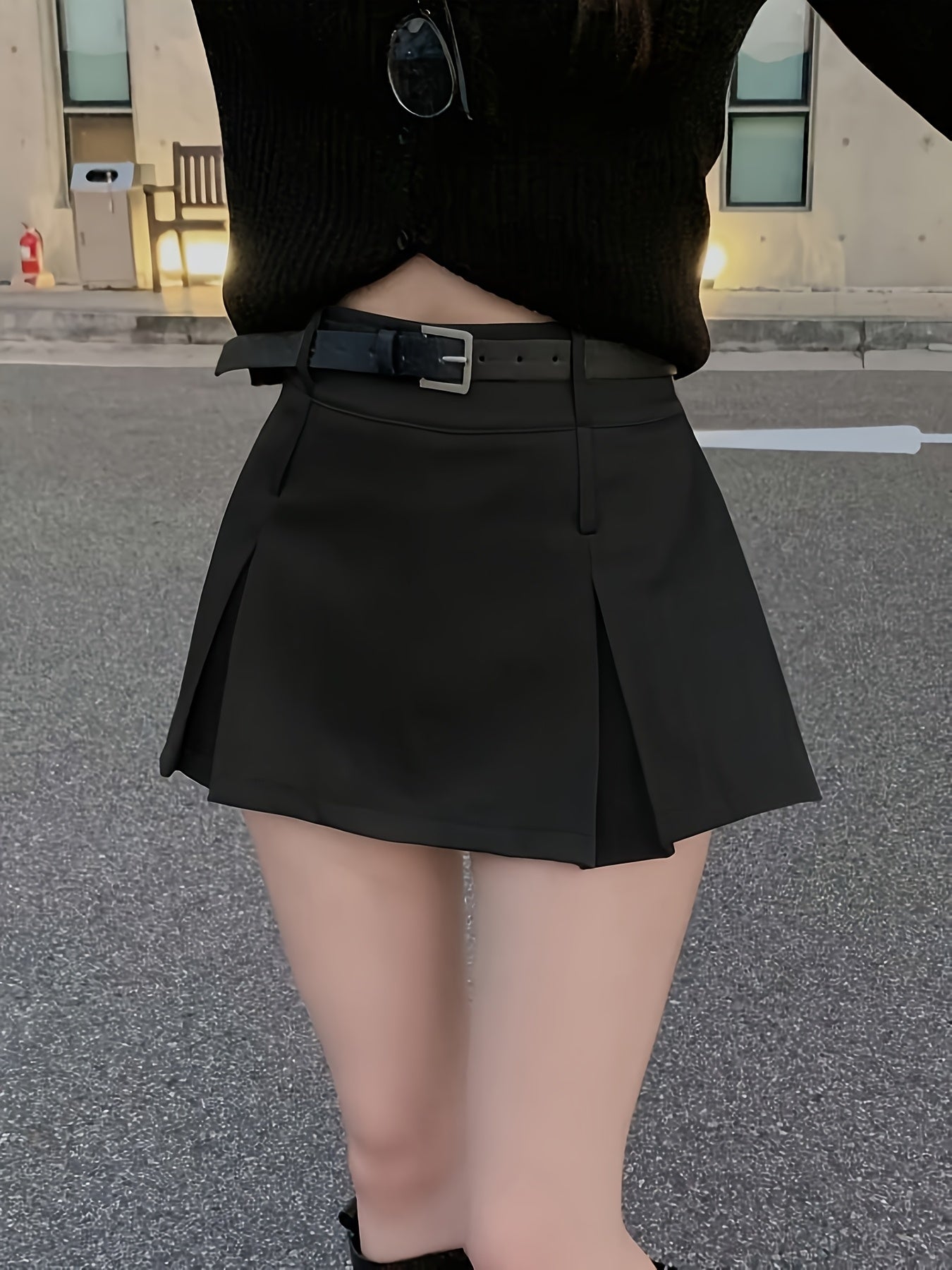 Women'S High-Waisted Pleated Mini Skirt - Black, A-Line, Zipper Closure, No Belt, Summer Fashion, Casual to Formal Wear, Casual Attire | Aline Skirt | Zipper Closure Skirt