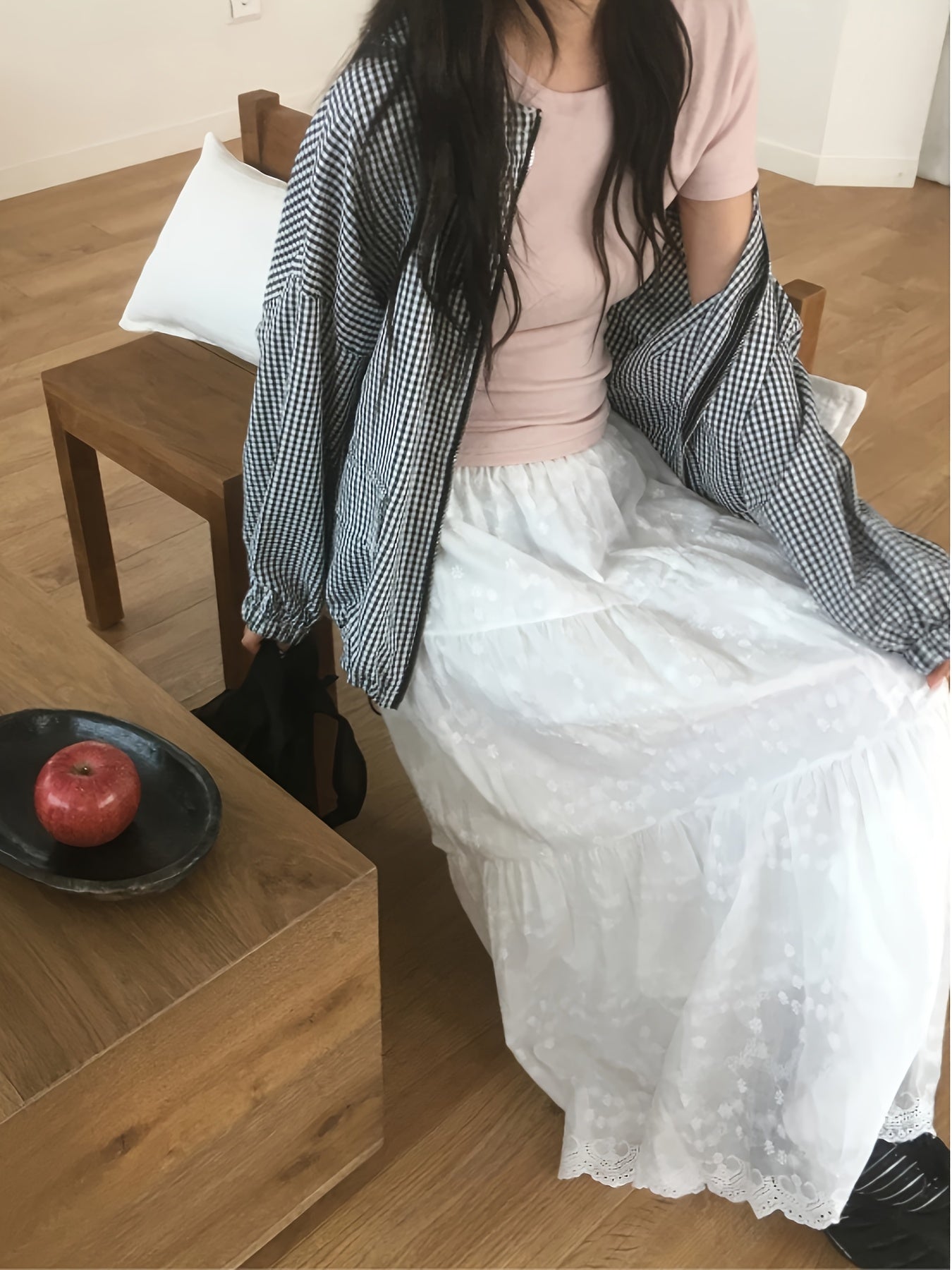Women'S Lightweight Plaid Hooded Jacket - Casual Chic Long Sleeve Zipper Front Coat with Pockets, Black & White Checkered Pattern, Perfect for Fall\u002FWinter Outings, Fall Winter Apparel | Checkered Pattern Jacket | Zippered Jacket