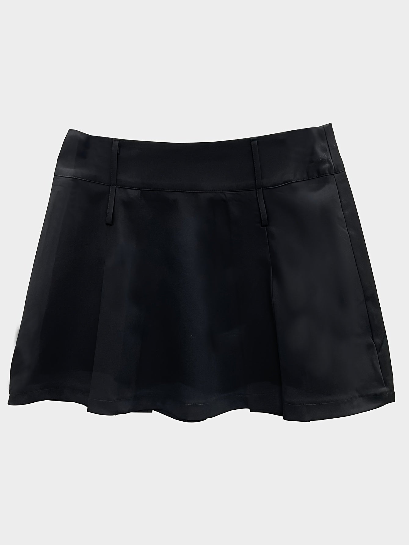 Women'S High-Waisted Pleated Mini Skirt - Black, A-Line, Zipper Closure, No Belt, Summer Fashion, Casual to Formal Wear, Casual Attire | Aline Skirt | Zipper Closure Skirt