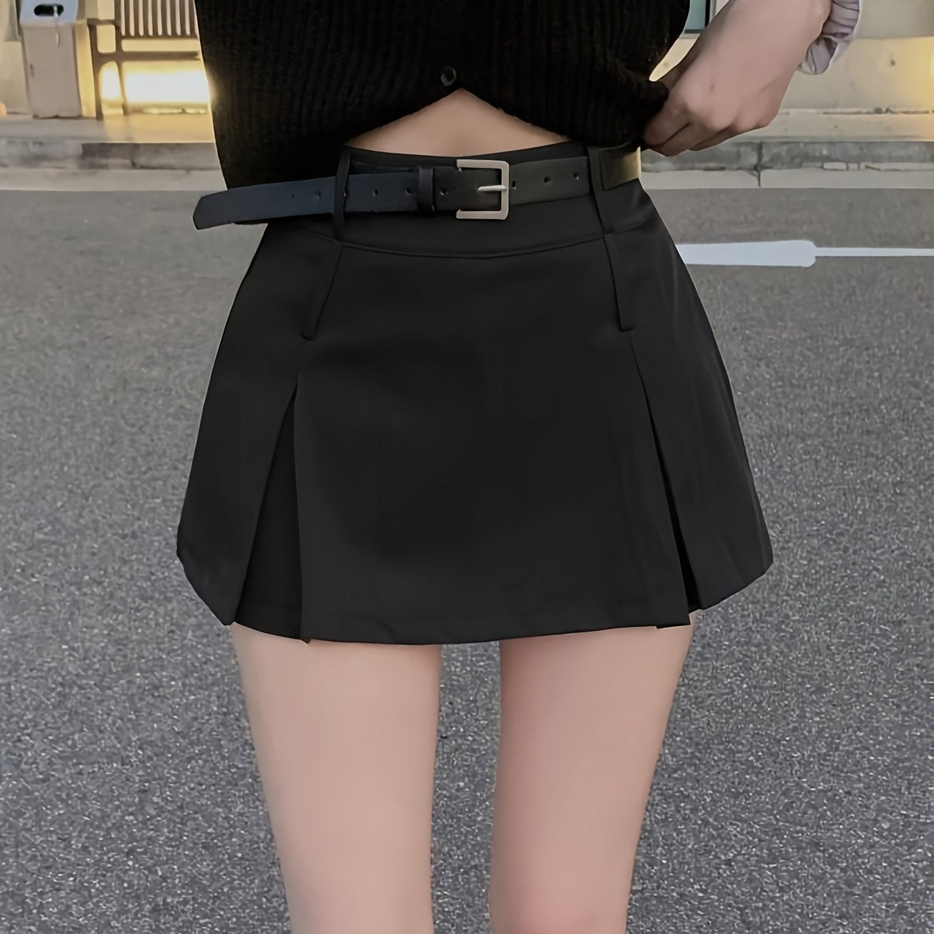 Women'S High-Waisted Pleated Mini Skirt - Black, A-Line, Zipper Closure, No Belt, Summer Fashion, Casual to Formal Wear, Casual Attire | Aline Skirt | Zipper Closure Skirt