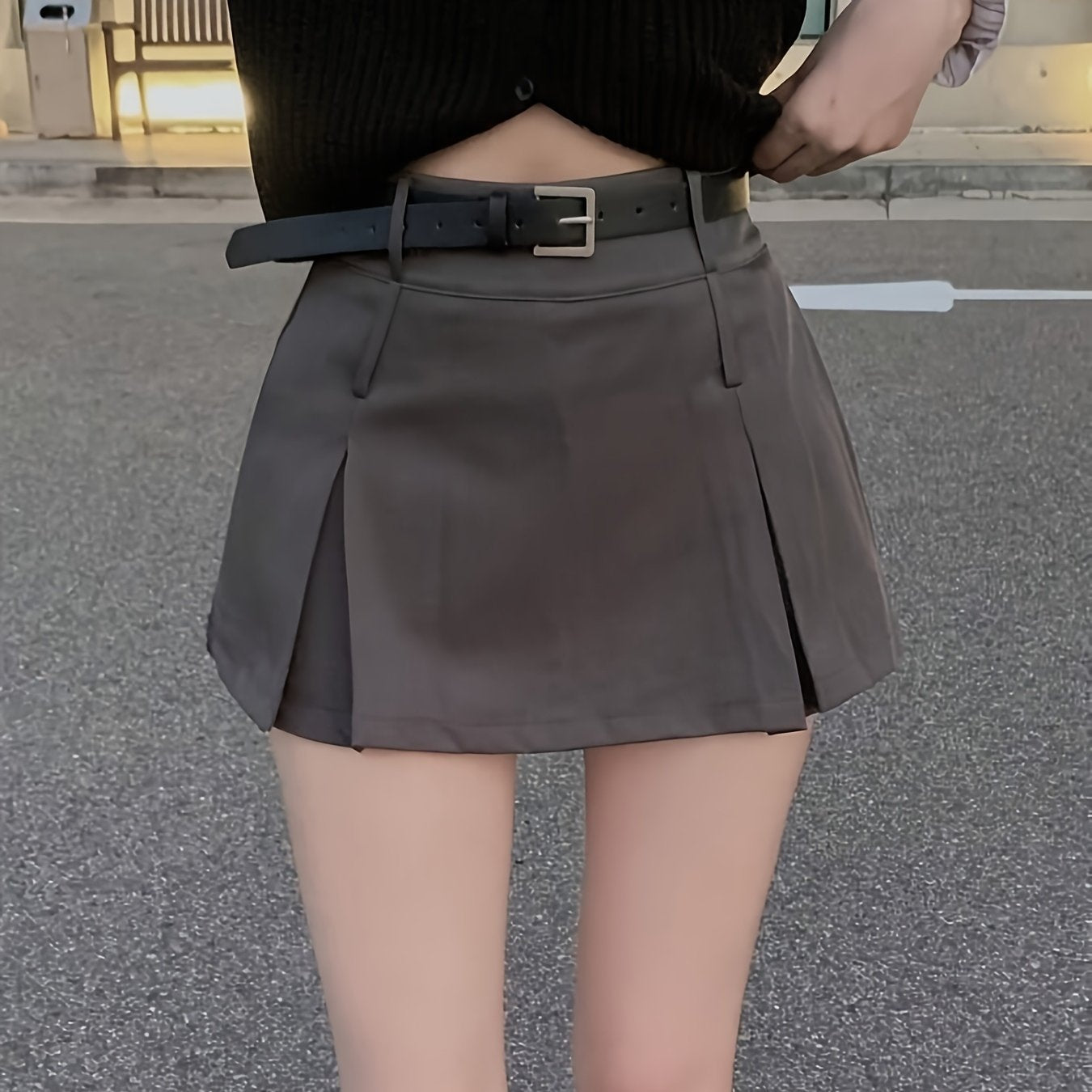 Women'S High-Waisted Pleated Mini Skirt - Black, A-Line, Zipper Closure, No Belt, Summer Fashion, Casual to Formal Wear, Casual Attire | Aline Skirt | Zipper Closure Skirt