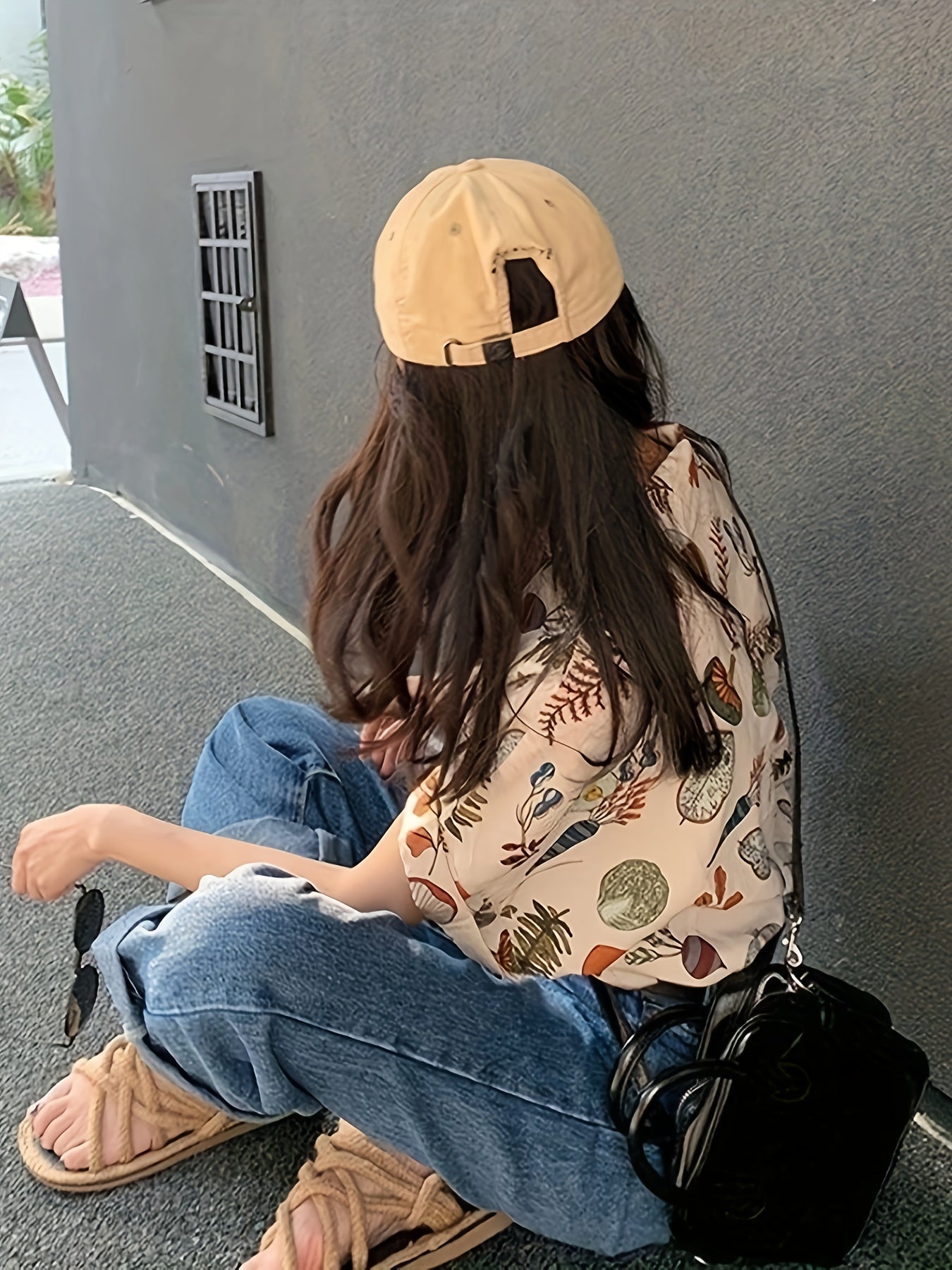 Women's Fashion Casual Loose Short Sleeve Shirt, New Summer Retro Hong Kong Style Printed Half-Sleeve Top