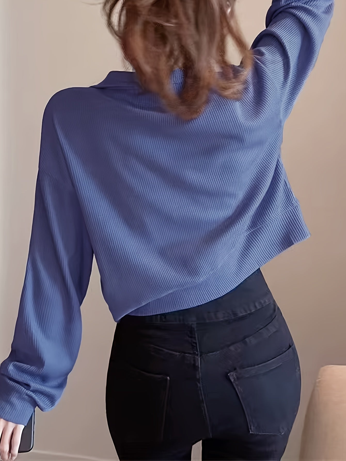 Timeless Appeal, Women's Fashion Long Sleeve Zipper Jacket, Korean Style Retro Versatile Loose-Fit Short Collar Top