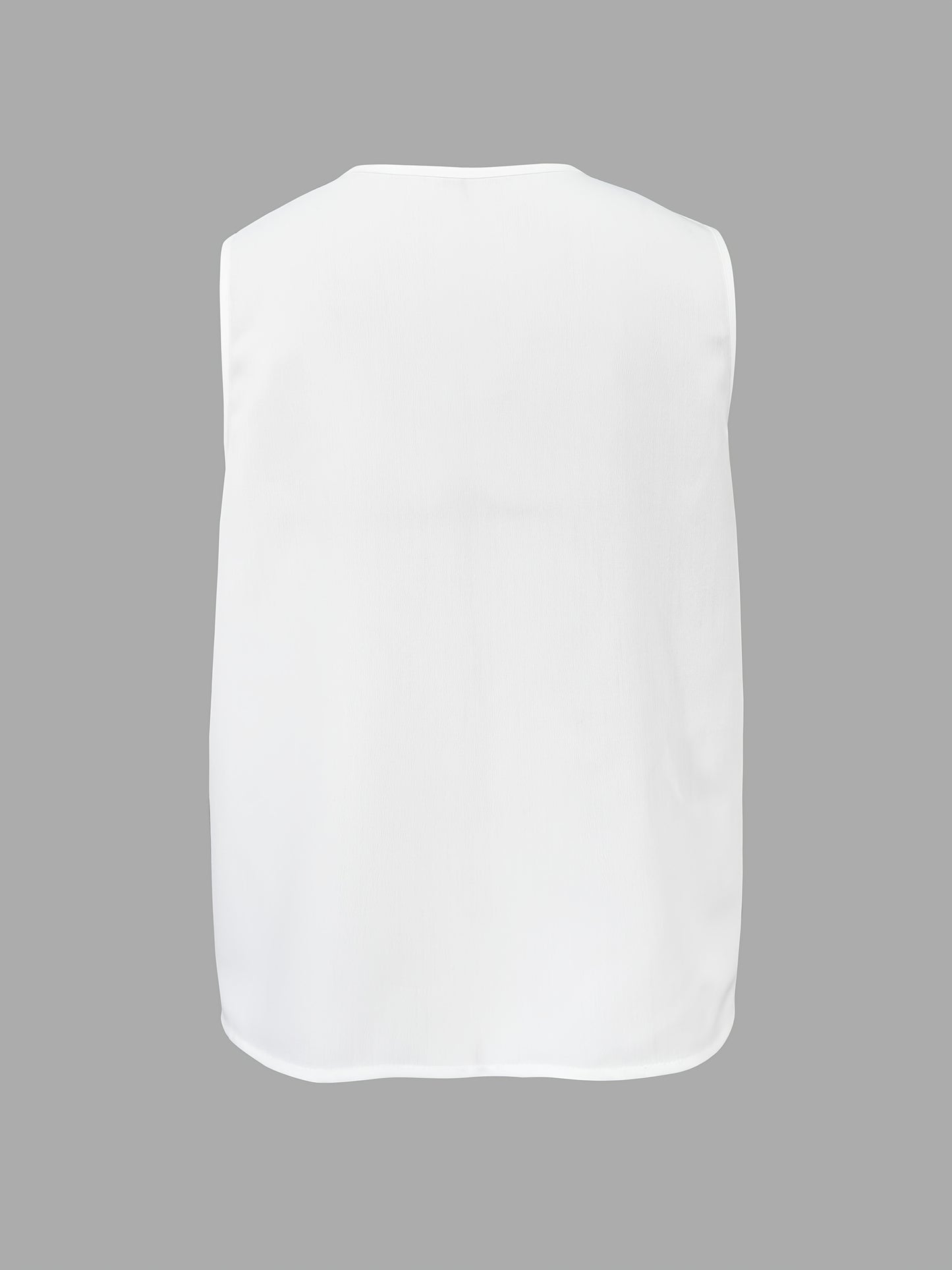 Women'S Sleeveless Bow Tie Front Blouse - Elegant White Ruffled Cardigan Top with Keyhole Detail, All-Season Stylish Shirt for Adults, Casual Attire Top|Ruffled Sleeveless Top|Keyhole Detail Top