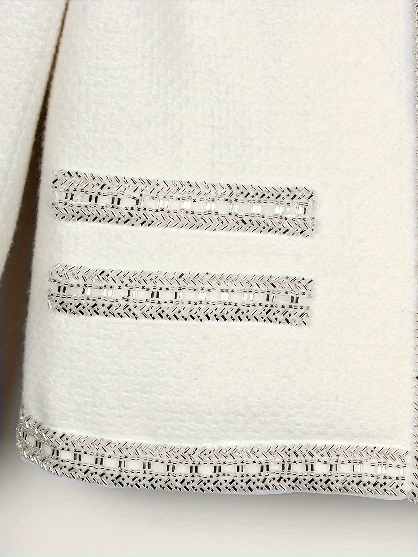 Elegant French-Inspired Long Sleeve Cardigan for Women - Beaded, Double-Breasted, Round Neck, Cream Wool Blend, Perfect for Fall & Winter, Versatile Fashion|Vintage Style|Spandex Blend