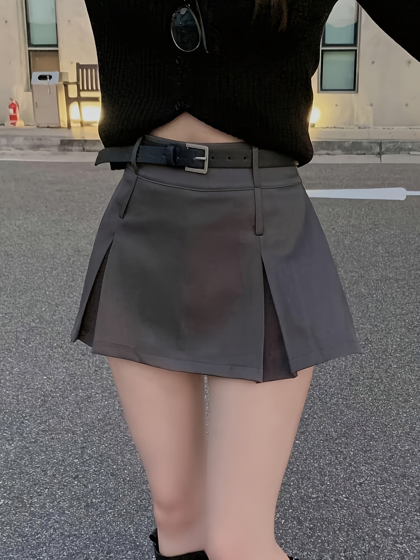 Women'S High-Waisted Pleated Mini Skirt - Black, A-Line, Zipper Closure, No Belt, Summer Fashion, Casual to Formal Wear, Casual Attire | Aline Skirt | Zipper Closure Skirt