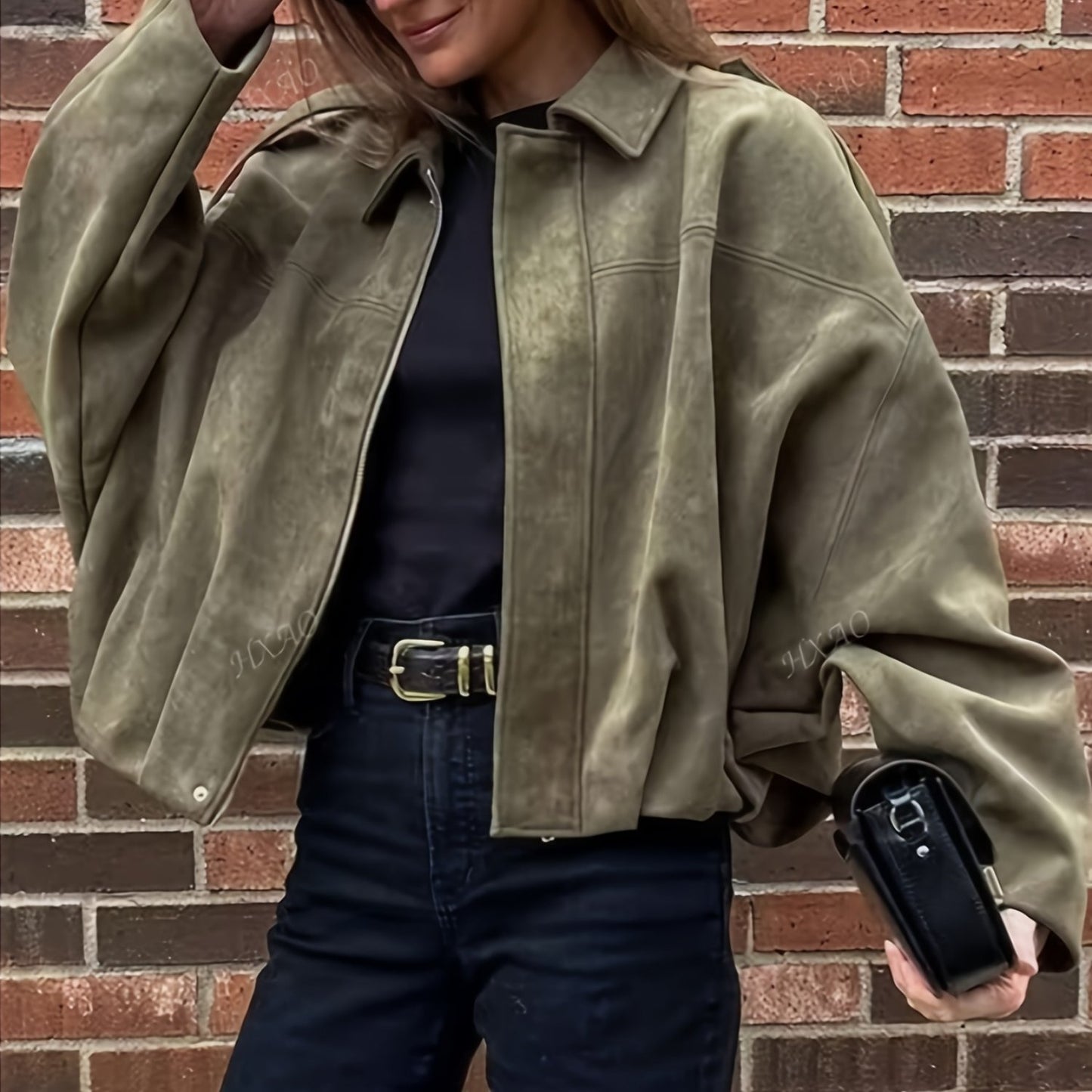 Women'S Stylish Olive Green Corduroy Jacket - Oversized Loose Fit with Belted Waist, Long Sleeves, and Button-Up Front, Perfect for Casual or Chic Outfits, Casual Wear Jacket | Belted Jacket | Buttonup Jacket