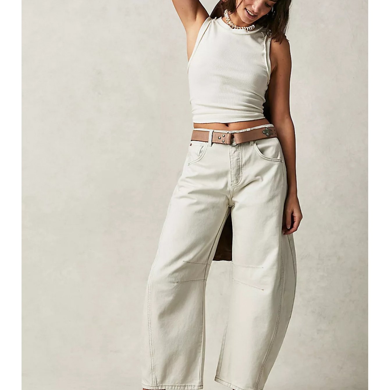 Women's Mid-Low Waist Loose Wide-Leg Jeans - Vintage Washed Denim Pants with Belt Loops & Pockets, All-Season Casual Trousers, Machine Washable